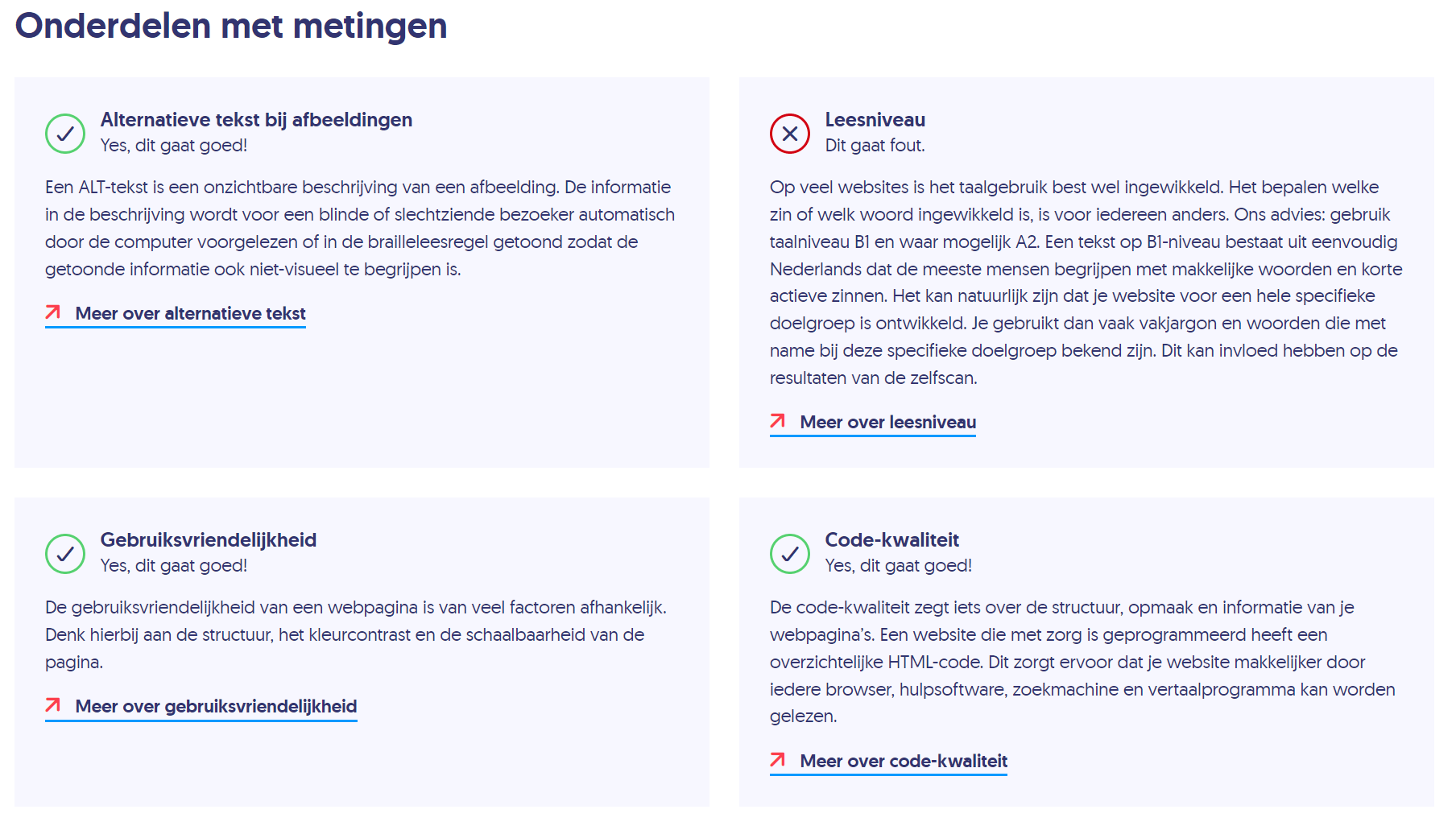De website is op elk gebied toegankelijk op taalgebruik na